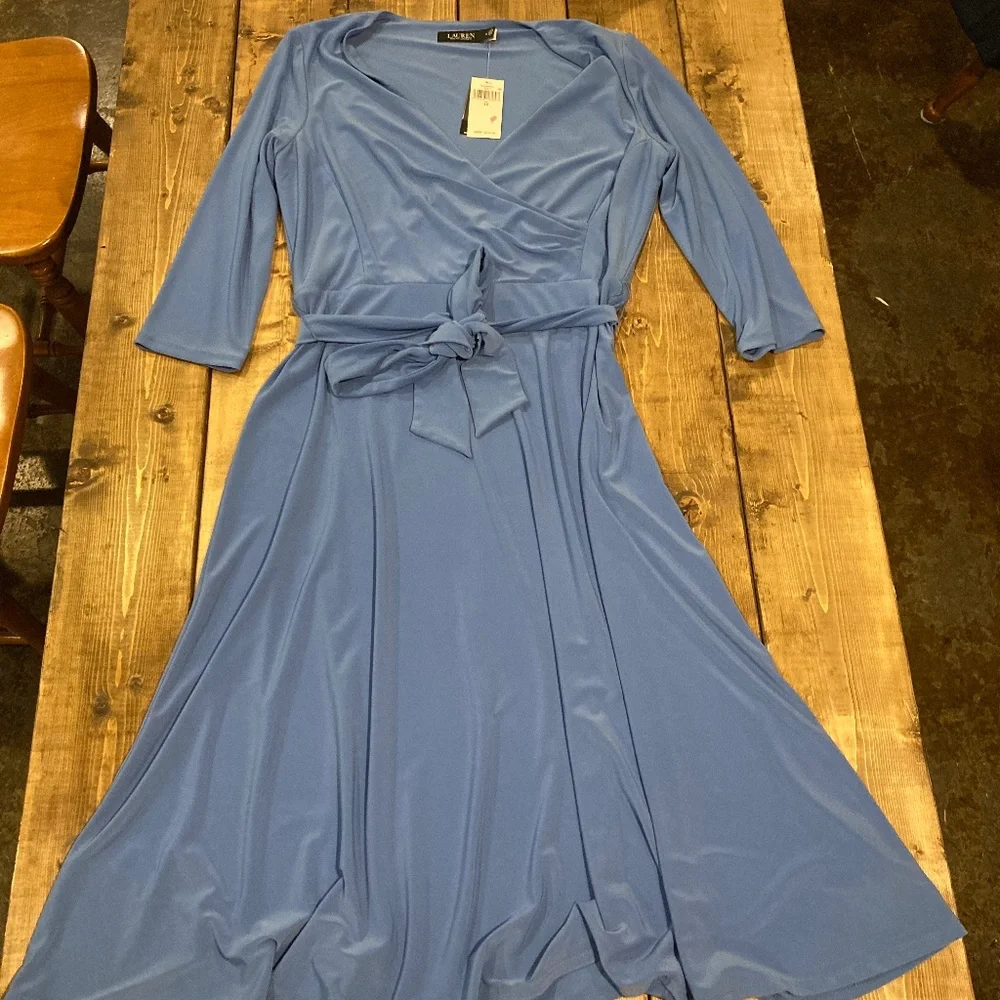 NWT LAUREN Ralph Lauren Blue Dress Size 12 - Picture 1 of 3